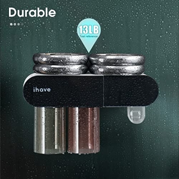 Modern Black Toothbrush Holder with Toothpaste Dispenser