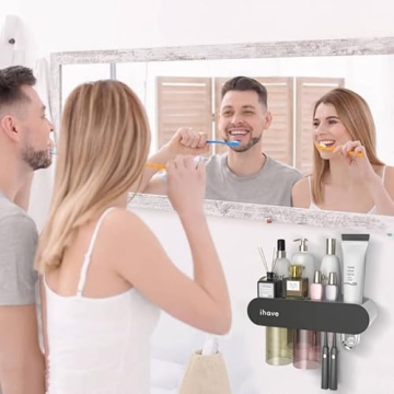 Modern Black Toothbrush Holder with Toothpaste Dispenser