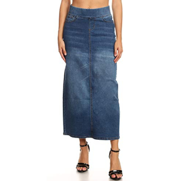 Women's High Waisted Denim Long Skirt - Comfortable & Stylish