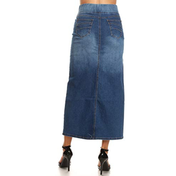Women's High Waisted Denim Long Skirt - Comfortable & Stylish