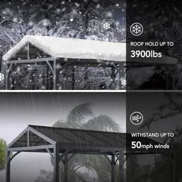 Sunjoy Carport 14ft x 20ft Outdoor Gazebo with Steel Roof