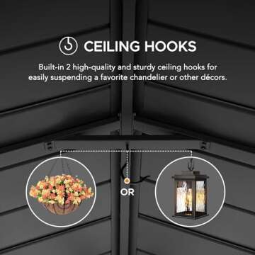 Sunjoy Carport 14 ft. x 20 ft. Outdoor Gazebo Heavy Duty Garage Car Shelter with Brown Powder-Coated Steel Roof/Black Frame and 2 Ceiling Hooks by AutoCove