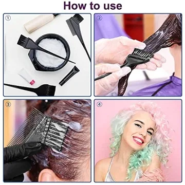 Moonmini Hair Dye Brush and Bowl Set - 4Pcs Essential Kit