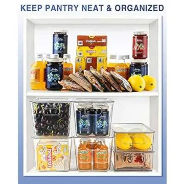 ESARORA Refrigerator Organizer Bins with Lids, 10 PACK Small Stackable Clear Fridge Bins with Handles For Fridge, Freezer, Kitchen Cabinet, Pantry Organization, BPA Free Freezer Organizer Bins