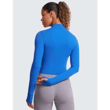 CRZ YOGA Womens Butterluxe Full Zip Cropped Workout Jacket Slim Fit Lightweight Athletic Yoga Tops w...