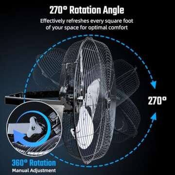 Simple Deluxe 18 Inch Industrial Wall Mount Fan, 3 Speed Commercial Ventilation Metal Fan for Warehouse, Greenhouse, Workshop, Patio, Factory and Basement - High Velocity