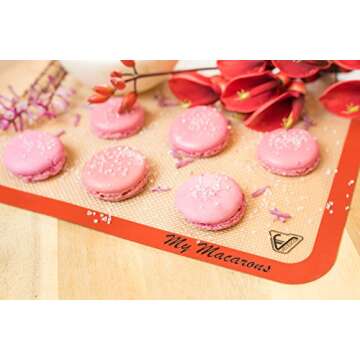 Silicone Macaron Baking Mat - 2/3 Sheet Size (Thick & Large 19 2/3" x 13 1/2") - Non Stick Silicon Liner for Large Bake Pans, Trays & Rolling, Macaroon/Pastry/Cookie/Bun Making - Professional Grade