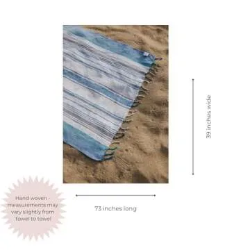 InfuseZen Turkish Bath & Beach Towel – Colorful Striped Design - 100% Organic Turkish Cotton - Soft, Lightweight, Absorbent Peshtemal, Quick Dry, Sand Free – for Pool, Gym, Throw, Travel - Navy