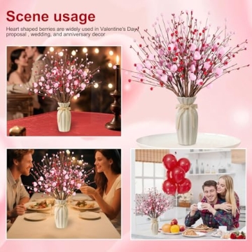 Kanxinr Valentine Picks: Pink Heart Berry Picks 24 Pack
