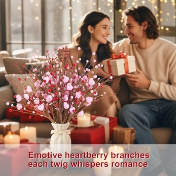 Kanxinr Valentine Picks: Pink Heart Berry Picks 24 Pack