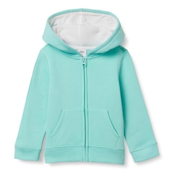 Amazon Essentials Girls' Fleece Zip-Up Hoodie Sweatshirt Aqua Blue Medium