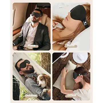 SleepSloth Sleep Eye Mask, 3D Contoured 100% Blackout Eye Mask, Sleep Mask with Adjustable Strap, Night Blindfold for Women Men, Eye Mask for Sleeping, Black