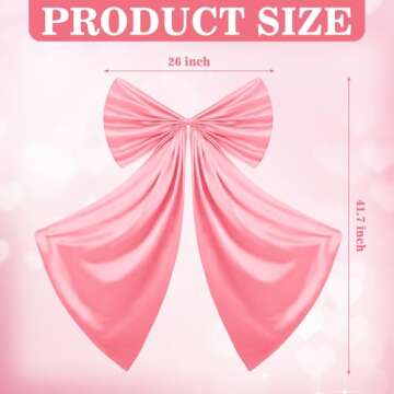 Knitgrip Coquette Birthday Party Decor Big Bow Decorations Satin Ribbon Twist Tie Large Wall Bow Birthday Party Decor for Coquette Bachelorette Decorations Baby Shower Bridal Supplies(Pink)