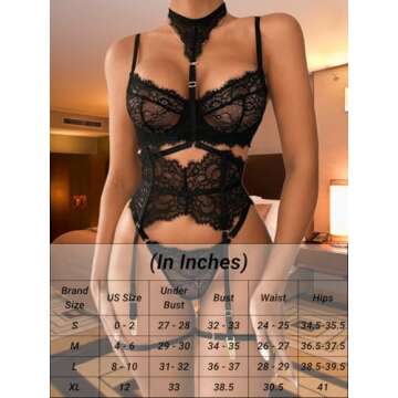 Kaei&Shi Sexy Floral Lace Garter Lingerie Set for Women