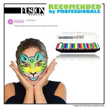 FUSION BODY ART Professional Face Painting Palette – Mermaids & Unicorns | Safe Non-Toxic Makeup Face Paint Kit for Kids | Girl Rainbow Designs - Glow in The Dark Black light – Cosplay & Art Supplies