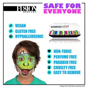 FUSION BODY ART Professional Face Painting Palette – Mermaids & Unicorns | Safe Non-Toxic Makeup Face Paint Kit for Kids | Girl Rainbow Designs - Glow in The Dark Black light – Cosplay & Art Supplies