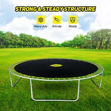 Doufit Upgraded 8FT 10FT 12FT 15FT Trampolines with Enclosure Net and Ladder, ASTM Approved Outdoor High-Capacity Family Yard Recreational Trampoline for Kids & Adults with PVC Cover & Wind Stake