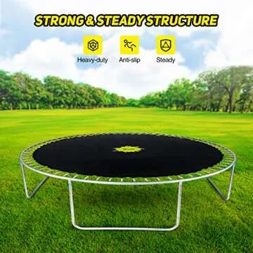 Doufit Upgraded 8FT 10FT 12FT 15FT Trampolines with Enclosure Net and Ladder, ASTM Approved Outdoor High-Capacity Family Yard Recreational Trampoline for Kids & Adults with PVC Cover & Wind Stake