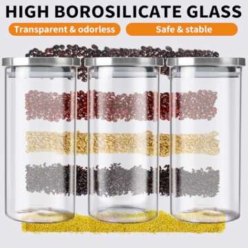 DTUQY Coffee Canister Set 3-Pack 45OZ: Airtight Coffee Containers for Ground Coffee & Beans, Stainless Steel Lid, 2 Scoops & Wooden Holder, Coffee Storage for Coffee Lovers