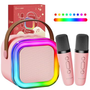 Kinglucky TOP Mini Karaoke Machine for Kids Adults (6 Magic Voices) with 14K Songs Portable Mini Kar...