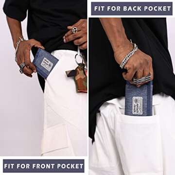 Rough Enough Kids Wallet for Boys Teen Men with Neck Lanyard Keychain in Cool Classic Denim Blue Canvas