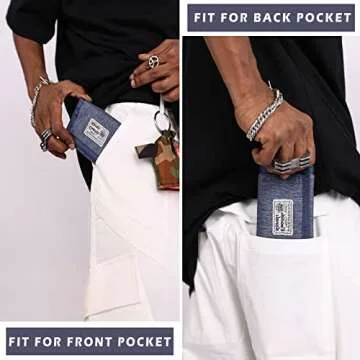 Rough Enough Kids Wallet for Boys Teen Men with Neck Lanyard Keychain in Cool Classic Denim Blue Canvas