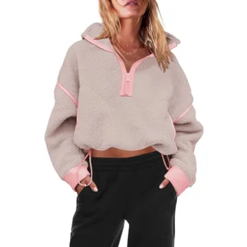 Cozy Panadila Womens Quarter Zip Fleece Pullover with Pockets