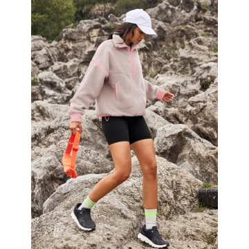 Cozy Panadila Womens Quarter Zip Fleece Pullover with Pockets