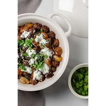 FUN ELEMENTS Casserole Dish, 2 Quart Lace Emboss Casserole Dish with Lid, Oven to Table Ceramic Round Serving Dish with Handles for Dinner and Party( Bright White)