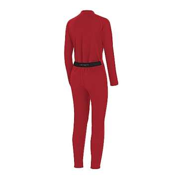 Carhartt Women's Midweight Cotton Blend Waffle Zip Front Union Suit, Red
