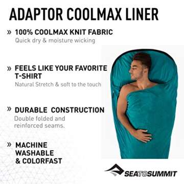Sea to Summit Adaptor Coolmax Liner, Mummy (82 x 36in)