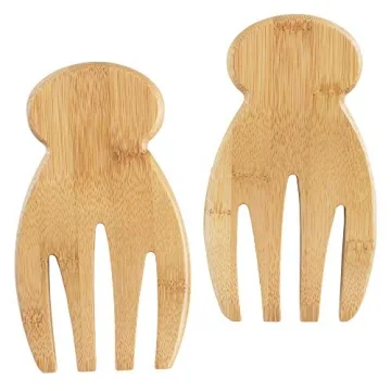 Totally Bamboo Salad Hands, Set of 2 Bamboo Wood Salad Servers, Great for Tossing and Serving Salad,...