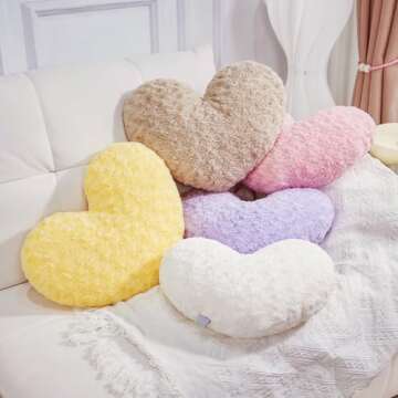 Ailive Camel Heart Pillow Accent Pillow Decorative Throw Pillows for Chair Bed Couch and Living Room; Fabric with Delicate Rose Pattern, Available in 6 Colors, Perfect for Home Decor & Gift