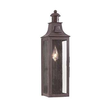Troy Lighting Newton 17.5"H 1-Light Outdoor Wall Lantern - Old Bronze Finish with Clear Seeded Glass
