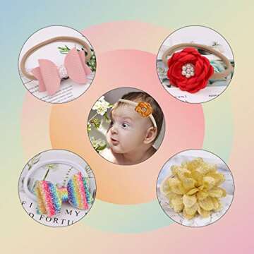 Soft Elastic Nylon Baby Headbands - 40 Pack for DIY