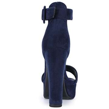 IDIFU 5 inch Platform Heels for Women IN5 Sabrina Sandals Chunky High Heels Ankle Strap Sexy Elegant Shoes at Wedding Bridal Evening Party(7.5, Blue Suede)