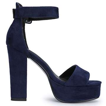 IDIFU 5 inch Platform Heels for Women IN5 Sabrina Sandals Chunky High Heels Ankle Strap Sexy Elegant Shoes at Wedding Bridal Evening Party(7.5, Blue Suede)