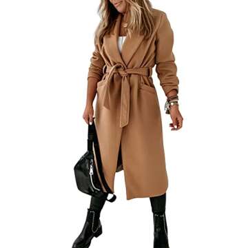 Women's Classic Coat Stylish Lapel Collar Open Front Jacket