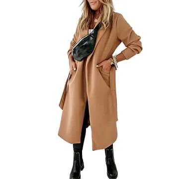 Women's Classic Coat Stylish Lapel Collar Open Front Jacket