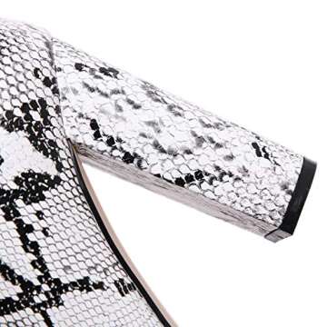 Stupmary Women's Chunky Heels Snake Print Ankle Boots