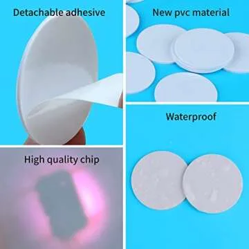 JIAN BOLAND 50 pcs NFC Tags, NTAG215 NFC Tags Blank White Card NFC Stickers NFC Coin Cards Compatible with TagMo and Amiibo with Adhesive Back for Easy Fixing and Storage Box