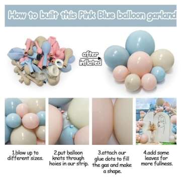 Elegant Pink Blue Balloon Garland Kit for Parties