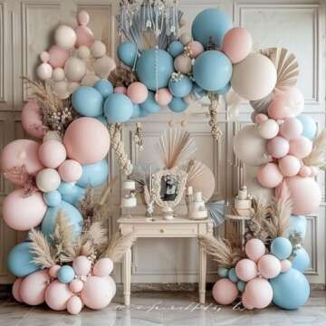 Elegant Pink Blue Balloon Garland Kit for Parties