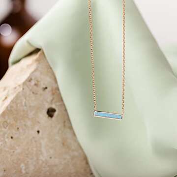 PAVOI 14K Rose Gold Thin Bar White Opal Necklace