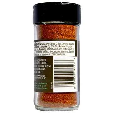 Frontier Co-op Organic Cajun Seasoning, 2.08-Ounce Jar, Authentic Louisiana Flavor For Southern Delicacies, Kosher, Non GMO