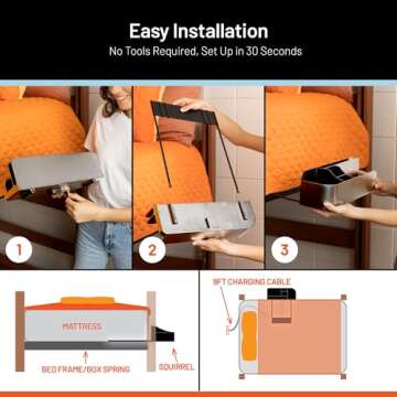 Squirrel-Bedside Perch for College Dorm Bunk Bed, Floating Organizer with USB-C & A Charging Ports, ...