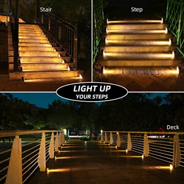 NIORSUN Solar Step Lights for Steps & Deck | 4 Pack Waterproof