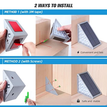 NIORSUN Solar Step Lights for Steps & Deck | 4 Pack Waterproof