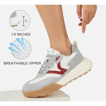 LUCKY STEP Women's Chunky Retro Fashion Sneakers