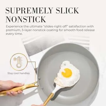 White and Gold Pots and Pans 15 PC Set - Premium Heavy Gauge Nonstick, Non Toxic, PFOA Free, Oven and Dishwasher Safe, Induction Compatible Cookware Set - Gold Kitchen Accessories